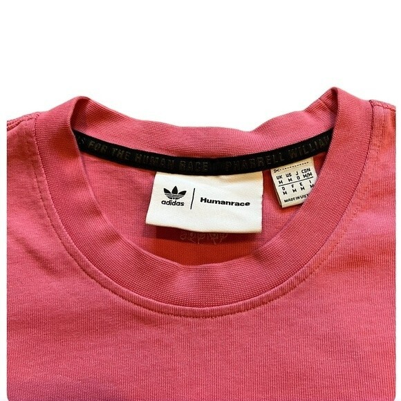 ADIDAS X HUMANRACE PHARRELL WILLIAMS T-SHIRT CROPPED OVERSIZED BARBIE PINK SZ M - Picture 15 of 16